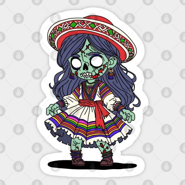 Cute Peruvian Zombie Sticker by H. R. Sinclair